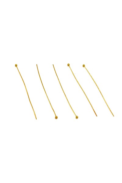 yfhobi 30 Pieces - 50 mm Yellow Plated Ball Head Flat Jewelry Nails, Bijouterie Ball Head Pins (Wire: 0.50mm)