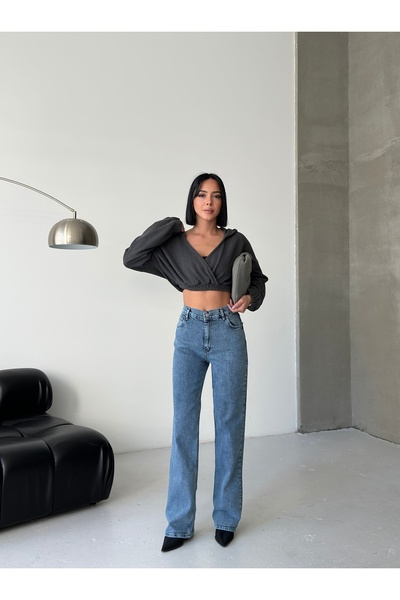 moda paketi Plave farmerke ravnih nogavica - visok struk