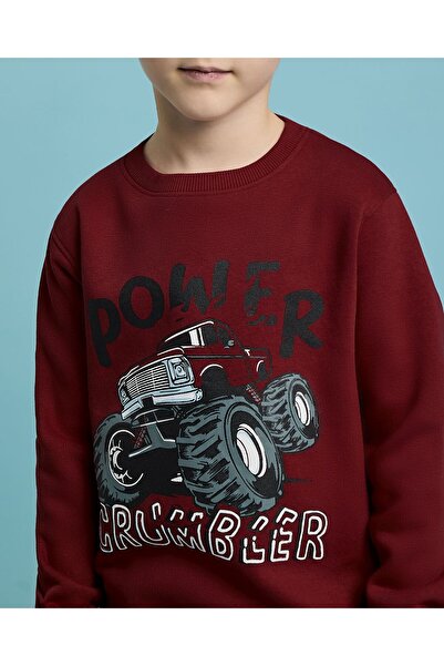 R&B Printed Sweatshirt with Crew Neck and Long Sleeves