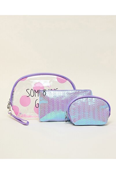 R&B Lilac Women's 3 Pack Cosmetic Pouch Set