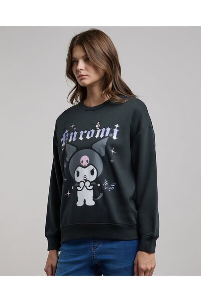 R&B Kuromi Sweatshirt with Crew Neck and Long Sleeves