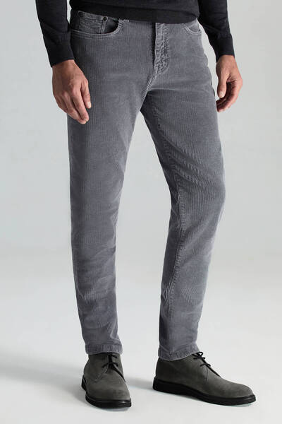 Hemington Pamuk Karışım 5 Cep Koyu Gri Kadife Pantolon