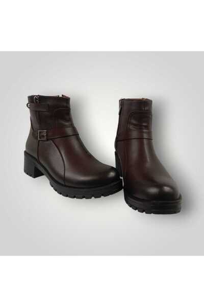 iskarpino Γυναικείες μπότες από γνήσιο δέρμα καφέ με φερμουάρ