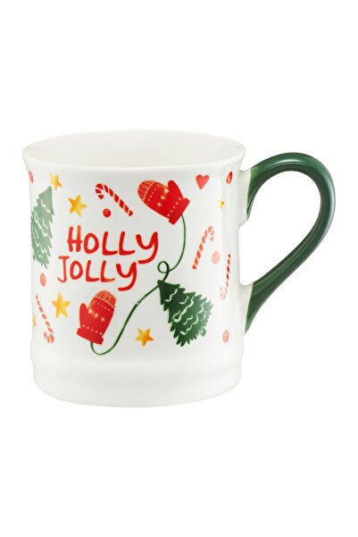 Ambition Cookies mug, fir tree pattern, porcelain, 330 ml, White/Multicolor