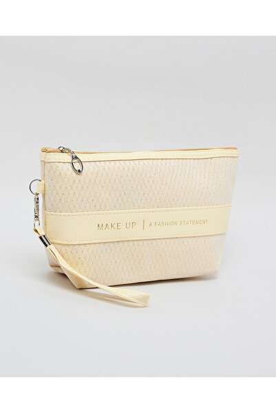 R&B Beige Women's Patterned Cosmetic Pouch