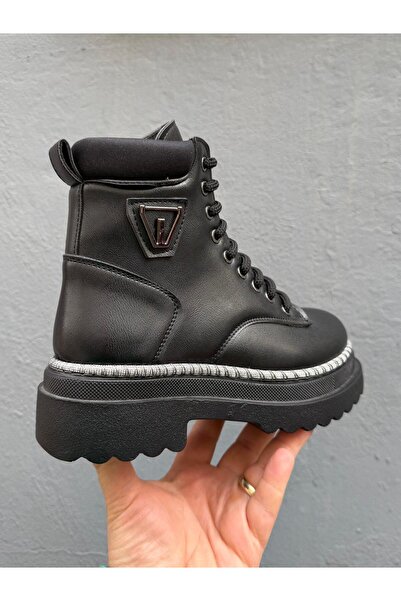 Neco High-Sole Women's Boots New Season, Fleece Inside Warm Lining, with Glitter Stripes Detail 809