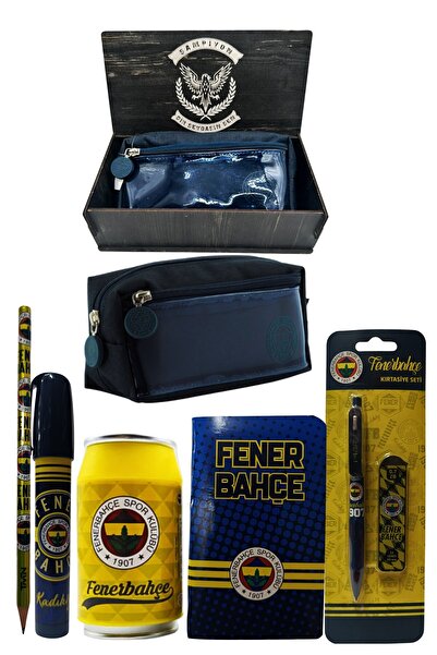 Fenerbahçe Original Licensed Yellow Box Pencil Sharpener Wooden Boxed 6-Piece Stationery Set