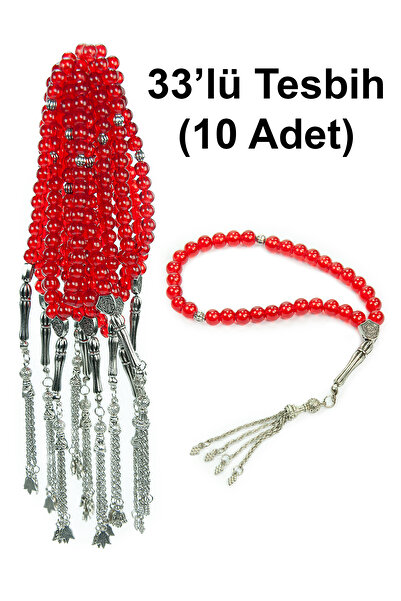 ihvan online 10 Pieces of 33-Bead Hajj Umrah Gift Prayer Beads - Red