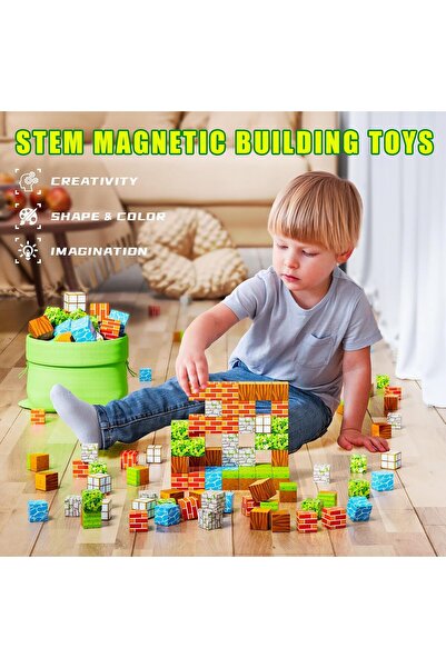 sallma Magnetic construction blocks, 120 pcs, Minecraft-compatible, STEM educational toy, ABS plastic, 3+ y
