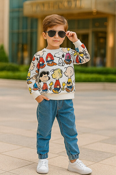 Calisa Children's Snoopy Dog Character Sweat and Jeans Set