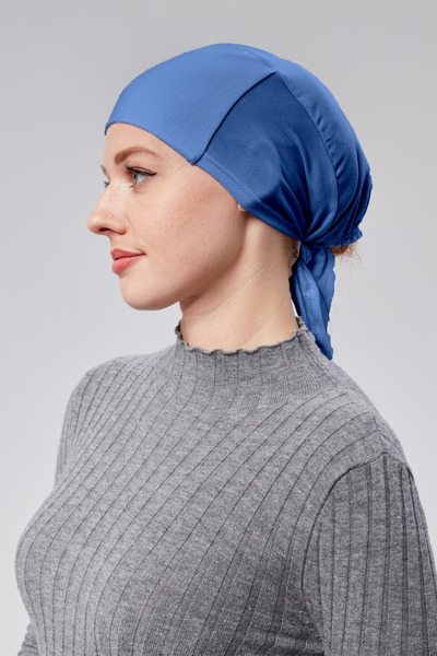 Sonbaharmoda Women's Hijab Lycra Combed Cotton Seamless Non-Slip Plain Laced Bonnet