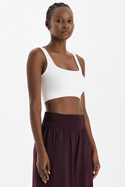 COMEUP U-Neck Thick Strap Padded Sports Bra Off-White