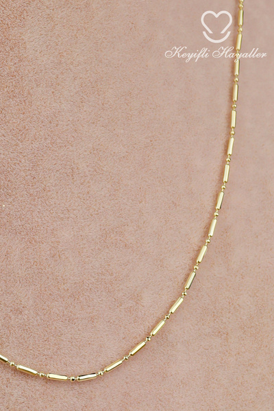 Keyifli Hayaller Xuping Kolye - Vip Xuping Kararmaz Solmaz Çubuk Dorika Zincir Gold 42cm Şık Kolye