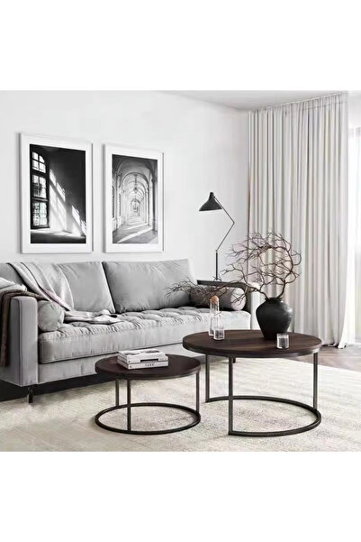 KEKE 2 Round Coffee Table With Metal Frame