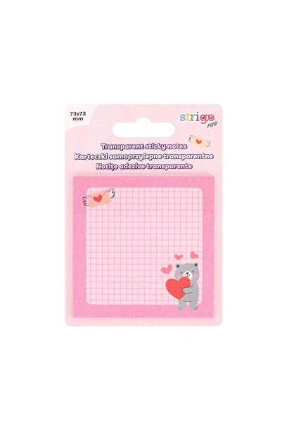 Strigo Notite adezive transparente 73x73 mm, 50 file, roz pastel
