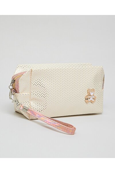 R&B Beige Women's Patterned Cosmetic Pouch