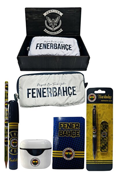 Fenerbahçe Original Licensed White Air Pencil Sharpener Wooden Boxed Stationery Set of 6