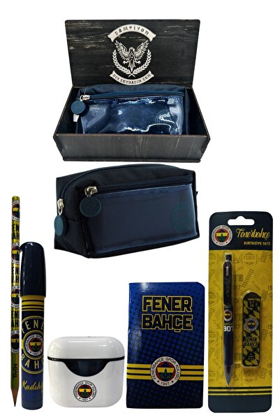 Fenerbahçe Original Licensed White Air Pencil Sharpener Wooden Boxed Stationery Set of 6