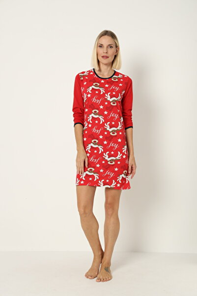 Serena Christmas nightgown, red, with Printed