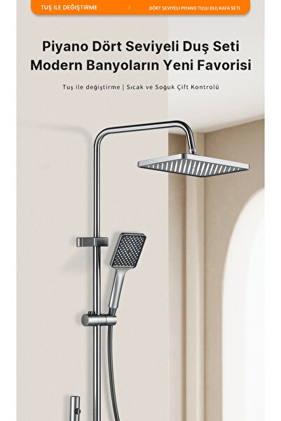 Kaşbaşı Home Piano 5 Fonksiyonlu Kendinden Banyo Bataryalı Dijital Akıllı Robot Duş Seti Tepe Duş Seti