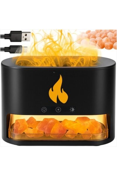 varioshop Difuzor de aromaterapie 3 în 1 cu efect de șemineu LED, umidificator, 250 ml, RGB, 10W (negru)