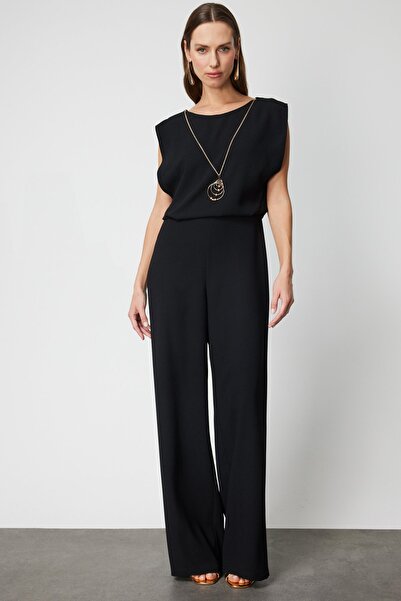 Mi Pret a Porter Mi Arkası Bağcıklı Kolye Detaylı Kolsuz Tulum