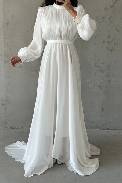 leyuze Işıltı Dokunuşlu Janjan Tesettür Abiye Ekru