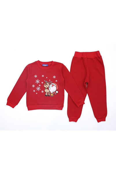 Nimini Kids Christmas Themed Santa Claus Printed Crew Neck Unisex Baby Kids Top and Bottom Set (0-8 Years Old)