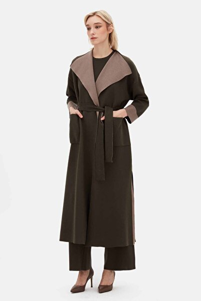 MISS DALIDA Beli Kuşaklı Mendil Yaka Kahverengi Hırka