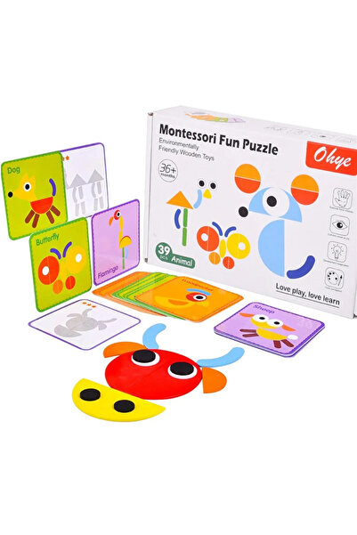 sallma Joc educativ Montessori – Tangram cu 39 de piese geometrice multicolor...