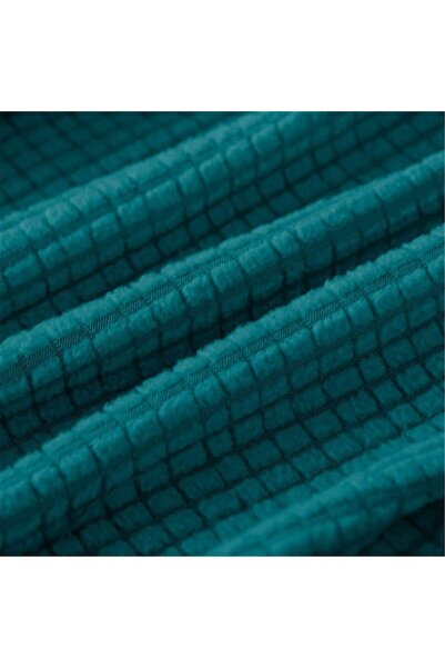 RABY Set of 6 universal elastic chair covers, embossed cotton, turquoise