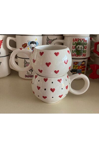 RGS HOMELİFE TASARIM HARİKASI - 2 KİŞİLİK SERAMİK KUPA KALPLİ KIR ÇİÇEKLİ PAP...