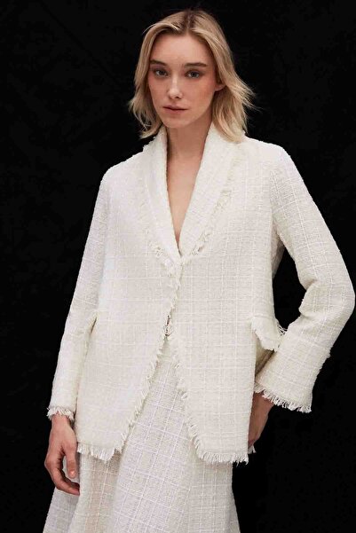 MISS DALIDA Püsküllü Tüvit Ekru Ceket