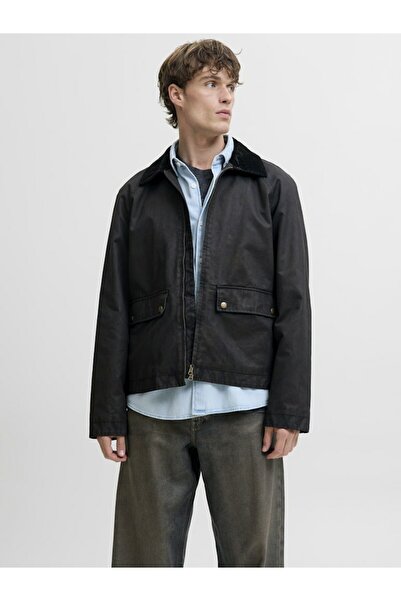 Jack & Jones Men's Black Jorbedford Waxed Jacket 12287647-Black