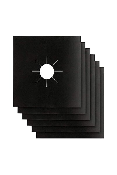 RABY NUODWELL Set of 6 Teflon Stove/Hob Protective Sheets, 27x27 cm, 0.2 mm, Black
