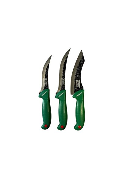 RABY Set of 3 professional butchery knives – forged curved blades, carbon steel, coshop®, green
