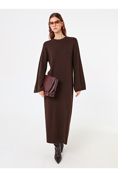 Benin Πλεκτό Φόρεμα Τεσεττούρα - Καφέ -