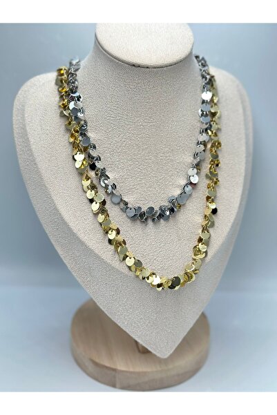 MyladyAccessoriess Çoklu Pul Detaylı Pirinç Kaplama Kolye (45Cm) Gold