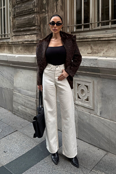 bacc Cream High Waist Flared Denim Pants Bcdf-254000