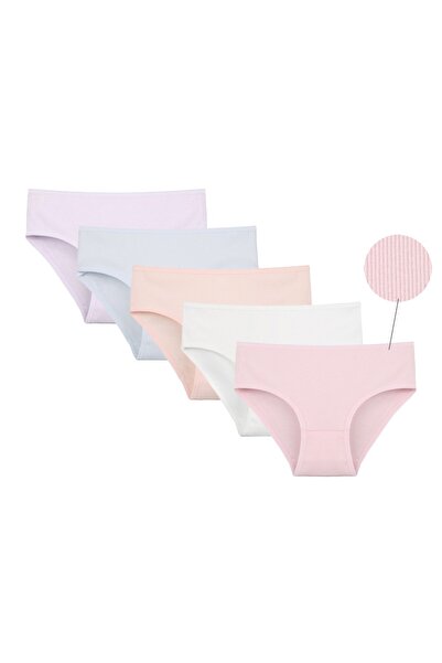 Donella Pachet de 5 chiloți din bumbac material elastic tricotaj cu striații pentru fete 4132P