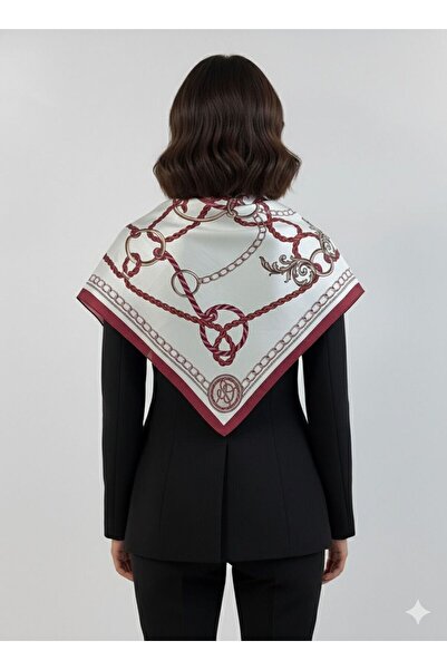 tarzınısec Chain Patterned Red Triangle Scarf Bandana Estacraft - 100X45 cm