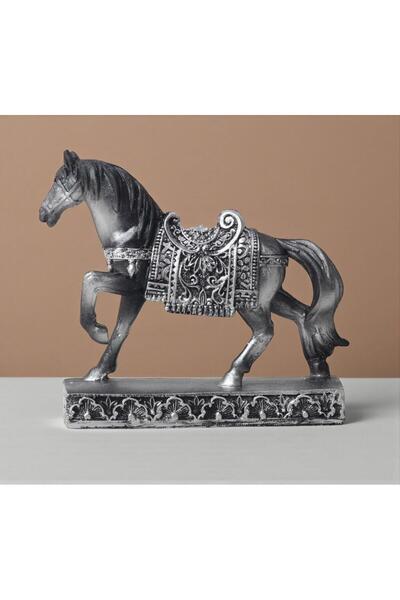 e-life shop Lüks Nakış İşlemeli At Heykeli Dekoratif Masaüstü Biblo 12 cm. Ev Ofis Yeni Yıl Hediyesi Vitrin Süsü