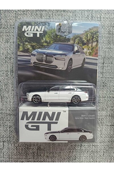 mini gt 1:64 Bmw I7 Xdrive60 Alpine White / Black Sapphire Diecast Model Car