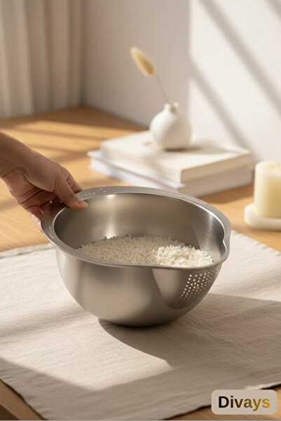 DİVAYS Premium Paslanmaz Çelik Çok Amaçlı Süzgeç Metal Pirinç Makarna Salata ...