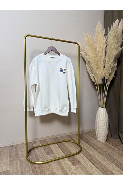 Vizon Collection Ekru Ayıcık Detaylı Sweatshirt