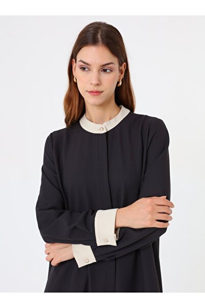 Refka Crepe Fabric Hidden Button Detail Cap / Top Hat - Black - Stone -