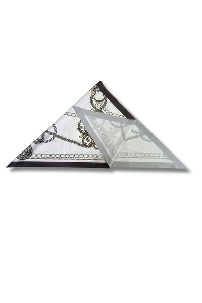 tarzınısec Chain Patterned Brown Triangle Scarf Bandana Estacraft - 100X45 cm