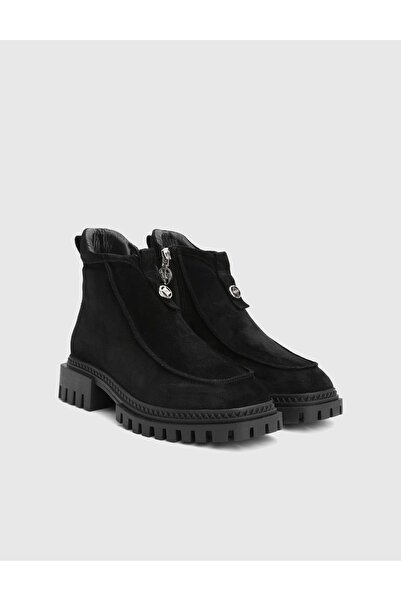 İLVİ Poke Genuine Suede Leather Black Women's Boots