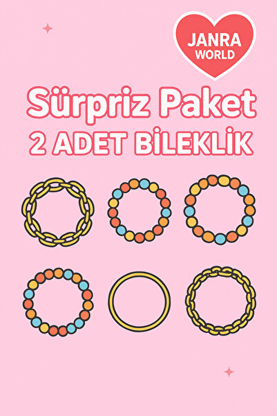 JANRA WORLD 2 Adet Sürpriz Bijuteri Bileklik Paketi Kadın Hediyelik Bileklik ...