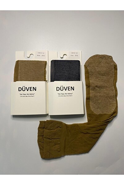 DÜVEN جوارب قطنية مريحة مكونة من قطعتين بطول الركبة باللونين الأسود والبرونزي